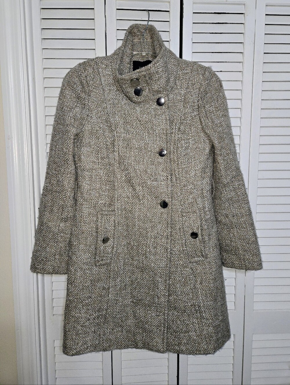 Tahari Women's 8 Tweed Wool-Blend Double-Breasted Coat - Picture 2 of 14